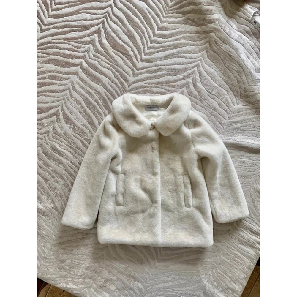 Adrienne Vittadini Faux Fur Coat | White 2T Fur Coat